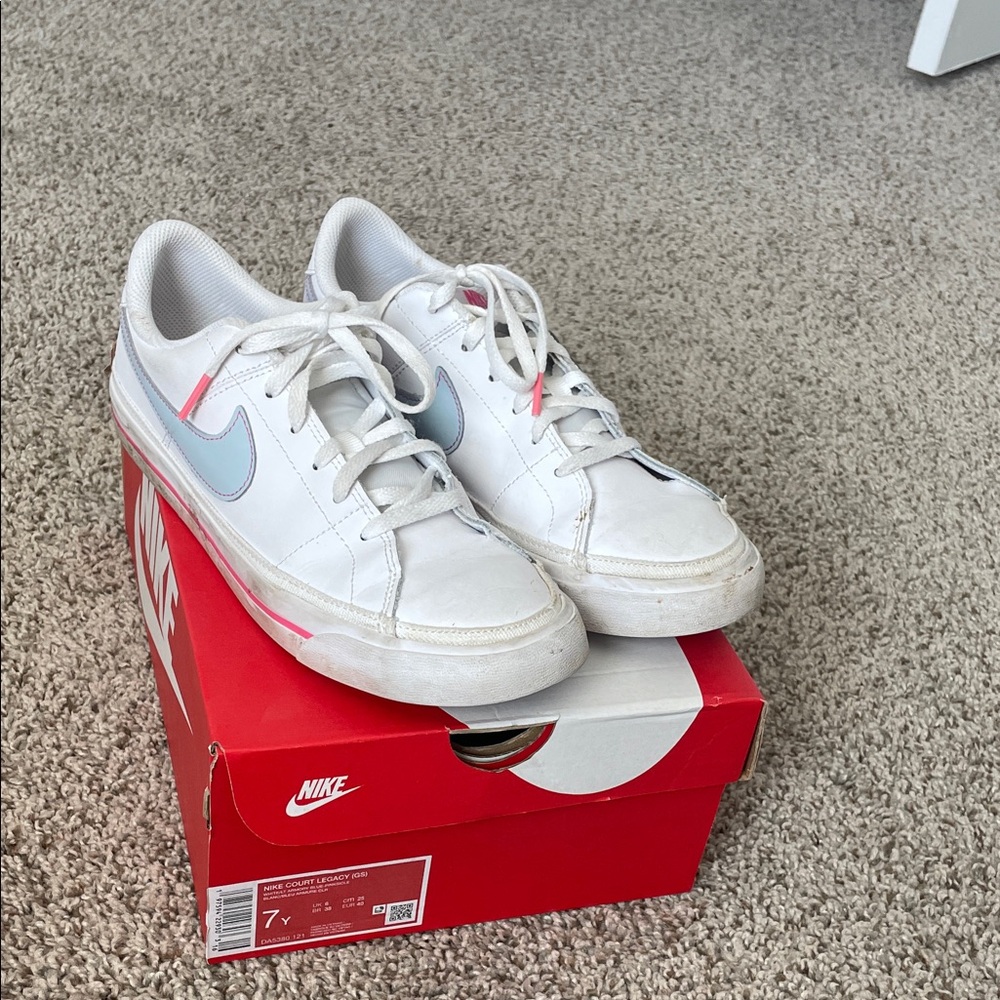 Nike White and Light Blue Casual Shoes